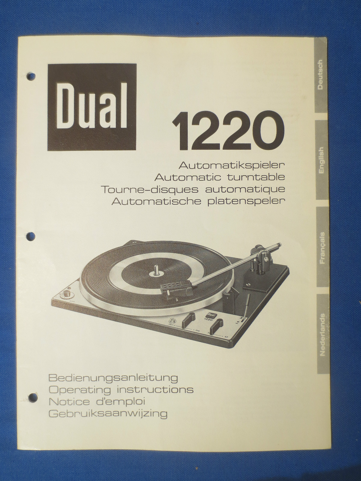Dual 1220 Turntable Owners Manual Factory Original The Real Thing