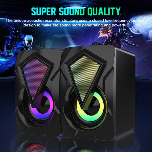 Stereo Multimedia Soundsystem Bass RGB Lautsprecher PC Sound Box Sunwoofer USB - Bild 2 von 13