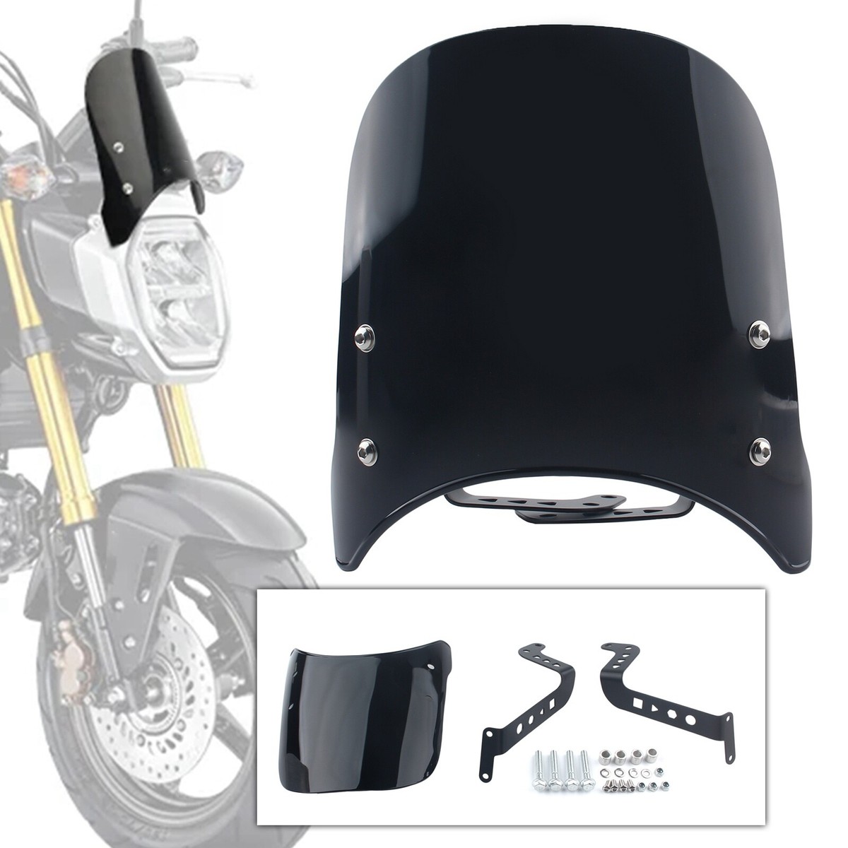 BLACK FRONT COVER HEADLIGHT WINDSCREEN WINDSHIELD FOR HONDA GROM