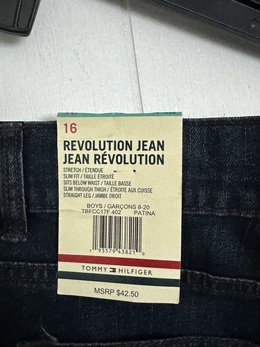 Tommy Hilfiger Jeans 16 Reg Straight boys Dark wash Revolution NWT - Picture 3 of 4