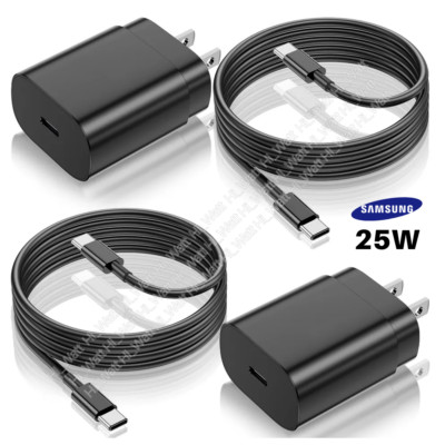 25W Super Fast Charger with Type C Charger Cable 3ft for Galaxy S23/S22/S21/S20