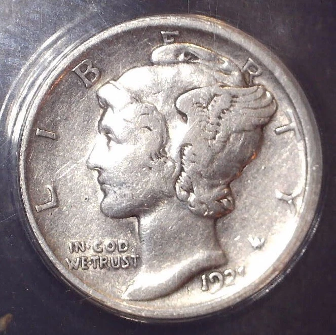 1921 Mercury Dime, ANACS VF30, Cleaned, Key Date - Image 2 of 4