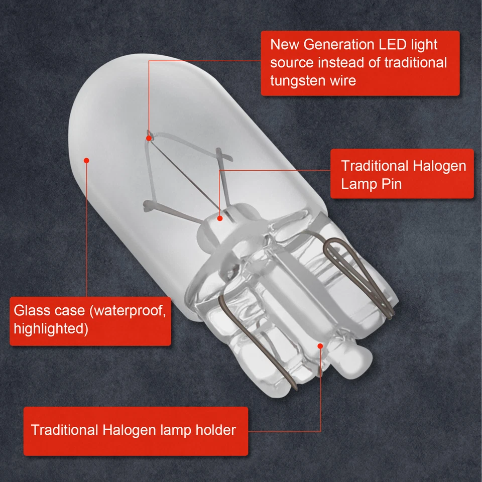 50x W5W T10 194 168 2825 Clear Glass Bulb Car Halogen bulbs 12V 5W Warm White - Image 4 of 4