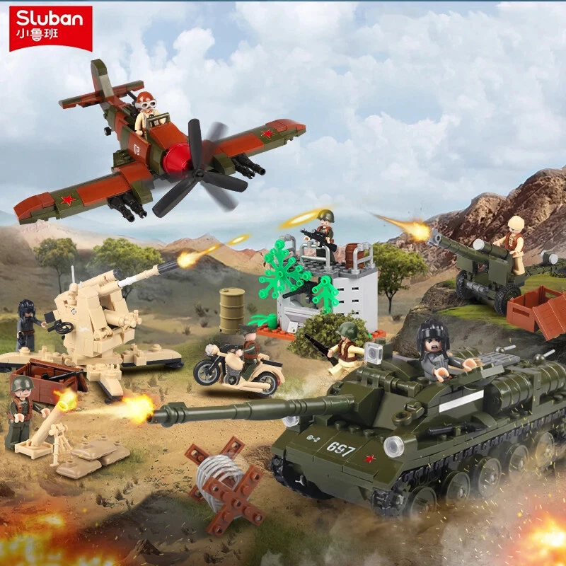 Sluban 998PCS Kursk Battle Scene Building Blocks WW2 Tank Aircraft Mortar Brick - Image 2 of 4