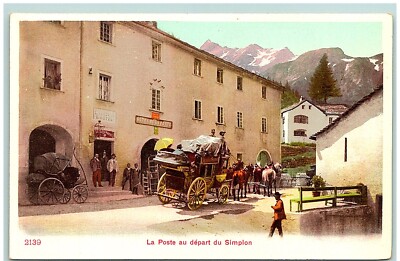 S03-4526, LA POSTE AU DEPART DU SIMPLON, 1900S POSTCARD