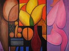 SEAN PATTY Original Contemporary Art Painting MATING GAME 1 40"x30" Abstract 