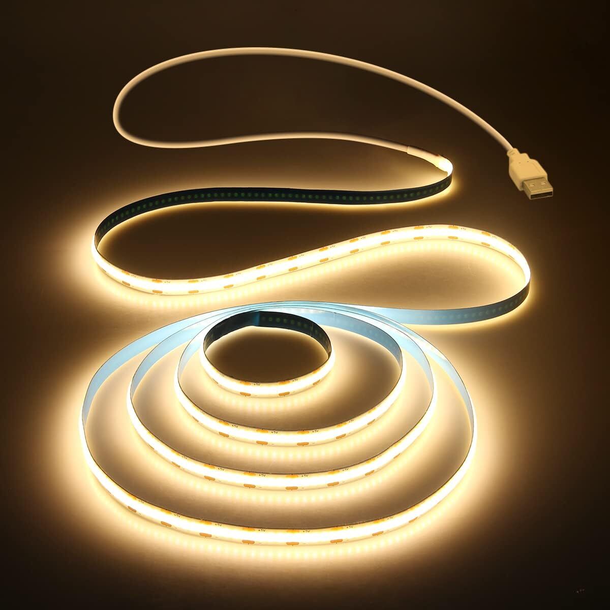 Aclorol USB COB LED Strip Lights Warm White Led TV 1M/3.28FT,