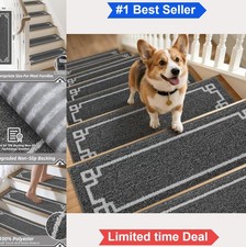 Non-Slip Stair Treads 28x9 Inches Indoor Washable Polyester Carpet 15 Pieces