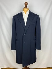 ISAIA Napoli Solid Midnight-Blue Single Breasted 100 Wool Overcoat 44US54IT