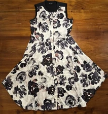 Simply Vera Button Front Sleeveless Purple White Floral Midi Dress Sz XS