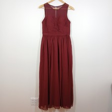 Azazie Dress Women 8 Burgundy Polyester Chiffon Sleeveless Formal Bridesmaid