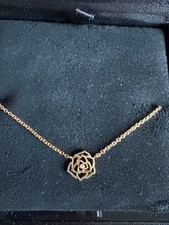 Piaget 18ct Gold Rose Pendant with Round Brilliant cut Diamond & original Box