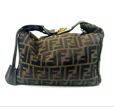 Fendi Zucca Vanity Bag FF Canvas Leather Gold – Authentic Luxury