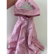 Carters Girls Pink Metallic Princess Tiara Hooded Windbreaker Jacket Size 6
