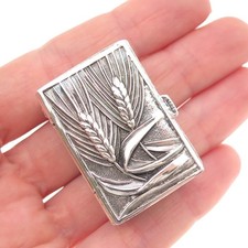 84 Argento Antico 1848 Europeo Orzo Pianta Repousse Ossidato Pillola/Snuff Box