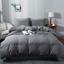 Seersucker Duvet Cover Set King Size 104 x 90 inches 3 Pieces 1 Duvet Cover 2