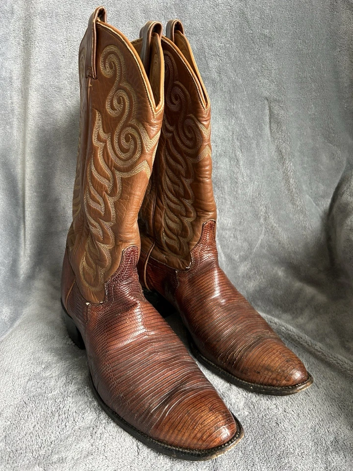 Botas de Vaquero Tony Lama Teju Lagarto Para Hombre Punta Almendra Vaquero Occidental Foto 2 de 4