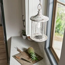 Kichler Indoor/Outdoor Mini Pendant Light Distressed Antique White Seeded Glass