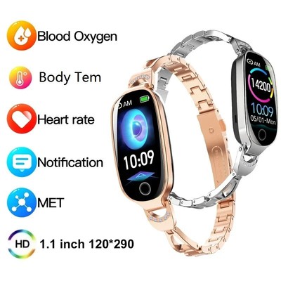 Damen Smartwatch F81 Herzfrequenz Blutdruck Sauerstoff-Monitor IP67 Wasserdicht