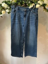 EX Marks Spencer Jeans Wide Leg M&S Womens Size 12 18 20 22 24 Blue High Waist
