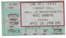 Ravi Shankar 5/20/90 Amherst MA University of Massachusetts Rare Ticket Stub