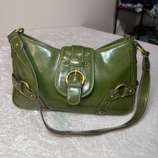 Vintage Y2K Olive Green Buckle Leather Handba...