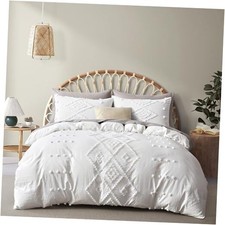 Tufted Duvet Cover King Size, Soft and Lightweight Duvet King 104" 90" White