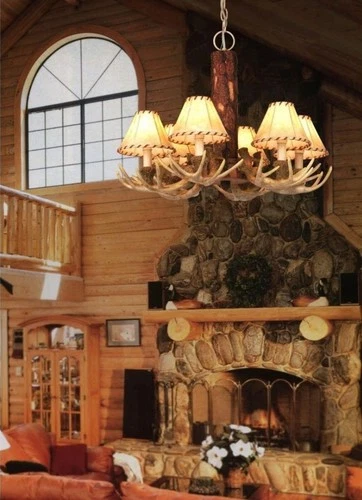 VAXCEL CH33006NS Lodge 6L Chandelier Noachian Stone - Picture 5 of 8