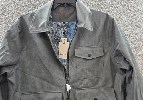 Robert Graham Lightweight Textured Poly Utility Jacket Men's L Gray Full Zip image 4