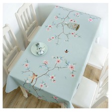 Small Fresh Plum Blossom Print Home Rectangular Tablecloths for Table Party Deco