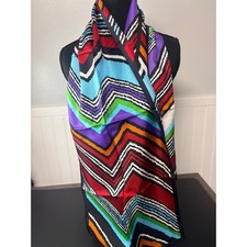 Talbots Silk Scarf Multicolor Chevron Zigzag Pattern Long Rectangle NWT 58x12