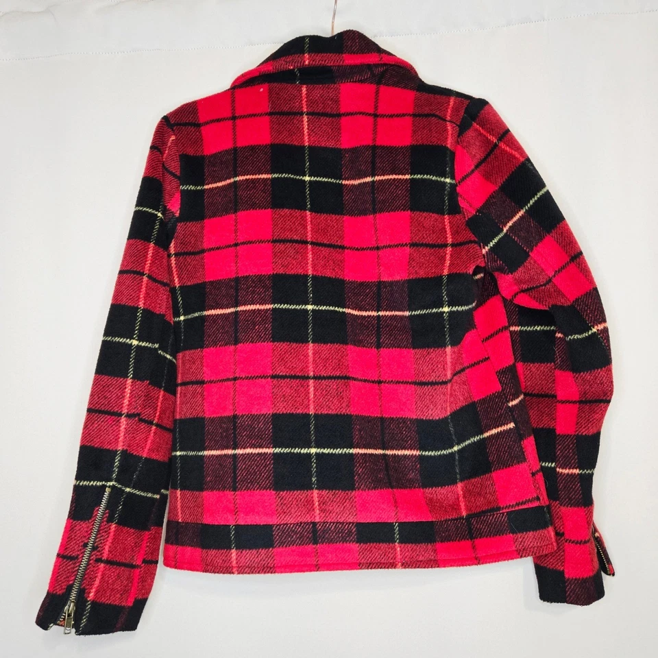 Chaqueta de moto Forever 21 roja a cuadros etiqueta premium cremallera motocicleta para mujer mediana Foto 2 de 4