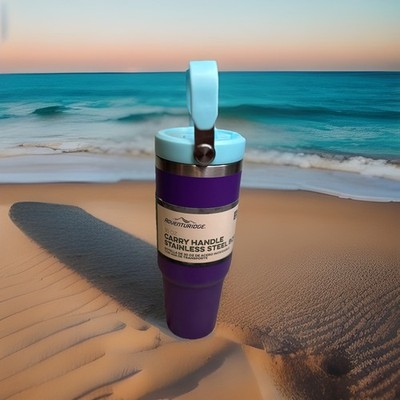 NEW Adventuridge 30oz Tumbler with Handle Flip Straw Purple Insulated Stainless