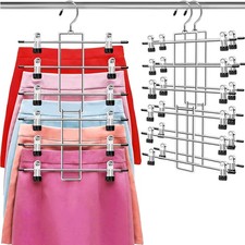 Pants Hangers with Clips Space Saving Closet Organizer 6 Tiers Wardrobe Storage