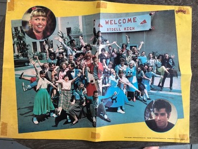 Grease poster Scholastic Magazines 1978 Olivia Newton  Rydell High John Travolta
