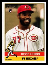 2025 Topps Heritage #211 Rece Hinds Cincinnati Red Rookie Card RC. rookie card picture
