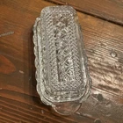 Vintage Anchor Hocking Wexford Cut Glass Covered Butter Dish Diamond XXX Pattern