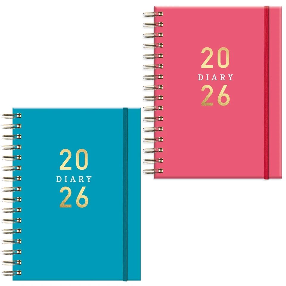DESIGN GROUP 2026 Diary A5 Day Per Page Spiral Bound Stylish Daily Planner Organiser