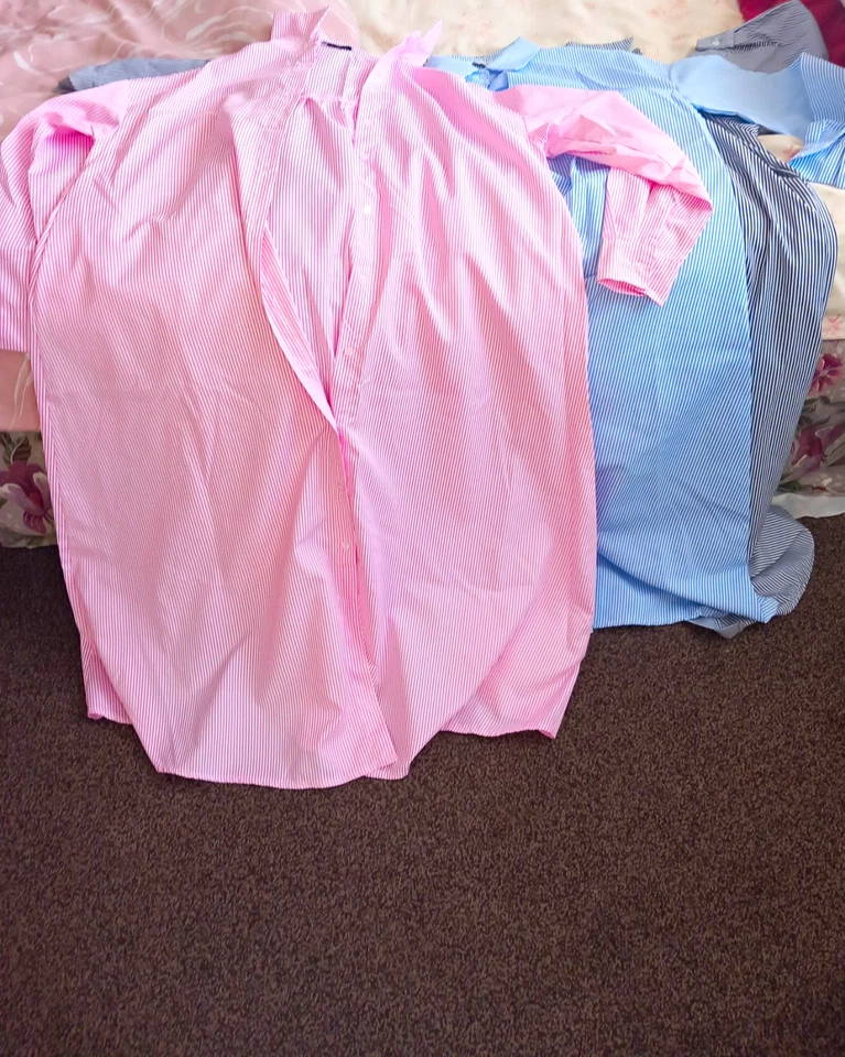 Ladies Dress Shirt Size 16 Striped Long Sleeve Cotton Blend Pink/Blue - Image 1 of 3