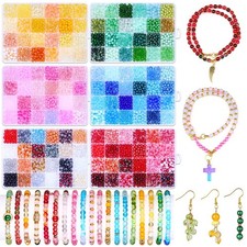 6mm Glass Beads Bracelet Making Kit, 144 Colors Crystal Glass Beads Set with ...