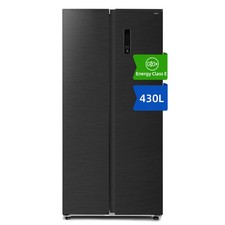 CHiQ JKR433WGE 430L 84cm Wide Black Steel No Frost American Style Fridge Freezer