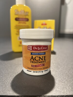 De La Cruz 10% Sulfur Ointment Acne Medication, Max Strength 2.6