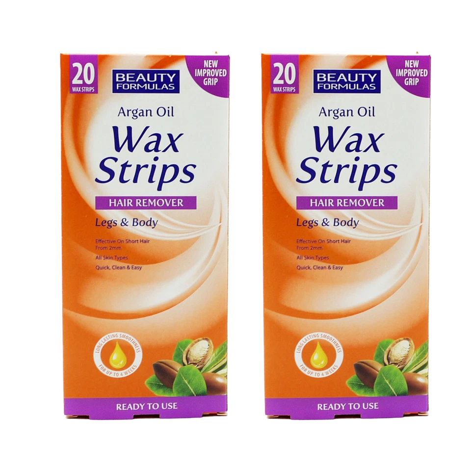 20 X 40 X BEAUTY FORMULAS ARGAN OIL WAX STRIPS HAIR REMOVER LEGS & BODY
