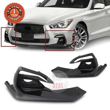 Pair Fog Light Lamp Bezels Cover Upgrade Black For Infiniti Q50 Sport 2018-2020