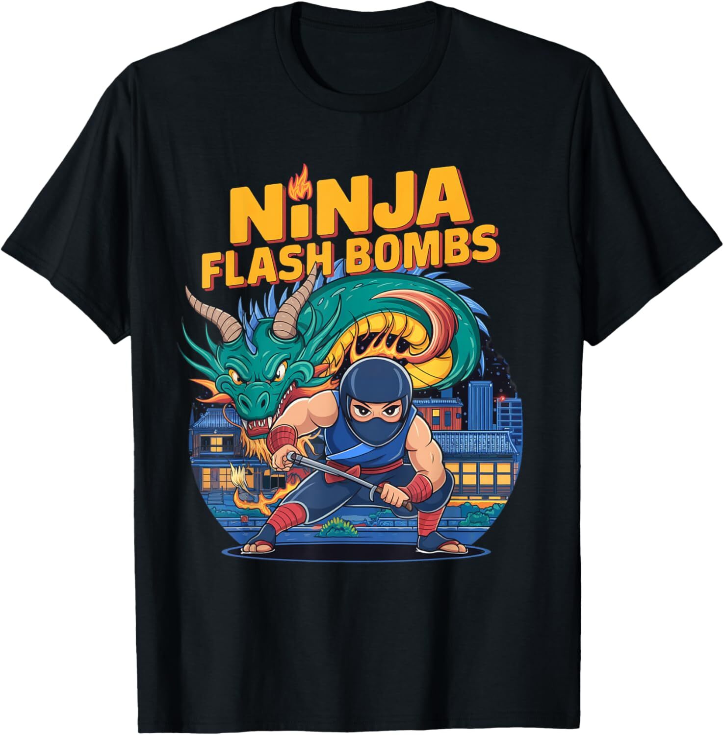 Ninja & Dragon (Ninja Flash Bombs) Gamer, Retro Gaming T-Shirt Hoodie