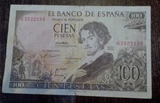 Billete 100 cien pesetas 1965. Gustavo Adolfo Becquer Spanish