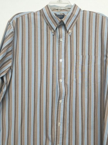 Dockers Mens Long Sleeve Button Down Dress Shirt Lg Striped Cotton Blend - Picture 2 of 16