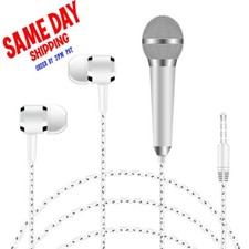 Earphone 3.5mm w/ Mini Mobile Phone Microphone Small Karaoke for Phone Tablet