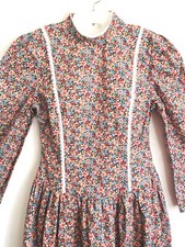 Handmade Prairie Country Cottage Core Long Dress Modest Small Floral Cotton