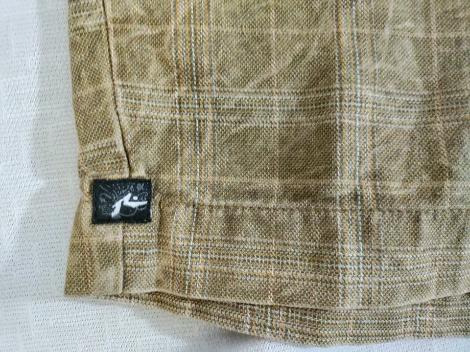 Men's Rusty Goyals gold brown checker cargo chino casual shorts 29 MINT RARE - Image 4 of 4